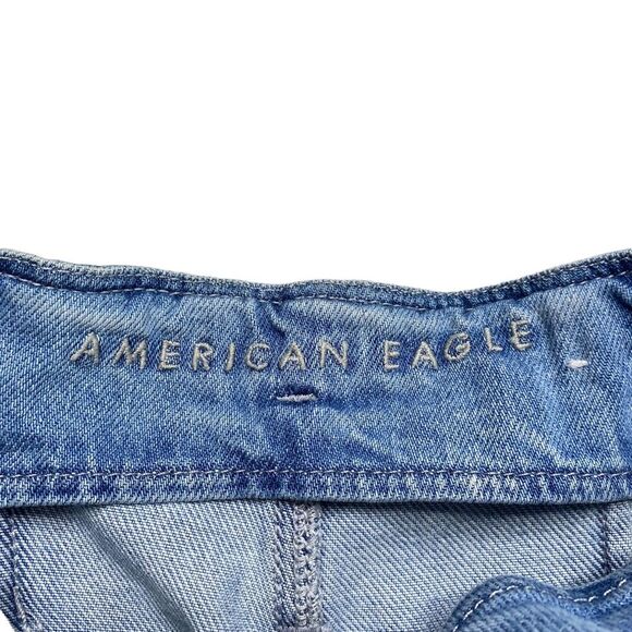 American Eagle Mom Shorts Belted Paper Bag Waist Button Fly Blue Sz 00 - Picture 10 of 14
